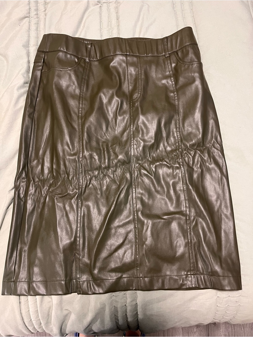 Cato Chocolate Brown Faux Leather Pencil Skirt